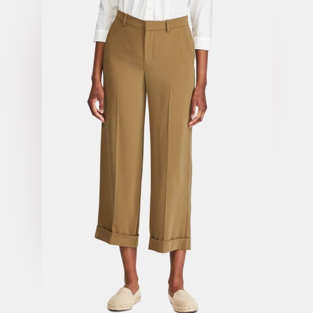RALPH LAUREN Womens Green Cuffed High Rise Wear To Work Pants size 6